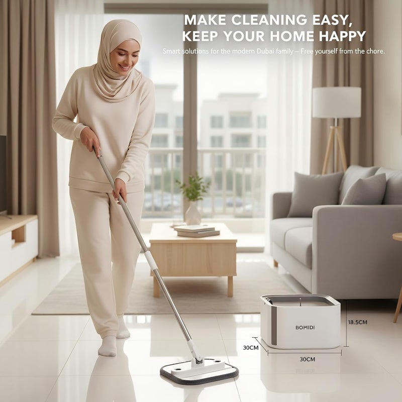 BOMIDI Spin Mop Bucket Set, 360 Degree Spinning Mop with Self Separation Dirty and Clean Water System, Easy Wring Floor Mop with Detachable Heads for Floor Cleaning on Home Kitchen - Image 2