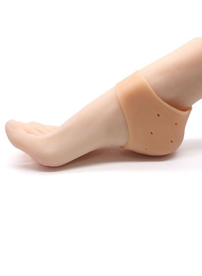 Glowhouse - Slicone Gel Heel Pad Socks For Pain Relief - 1 Pair (Beige, Free Size) - Image 1