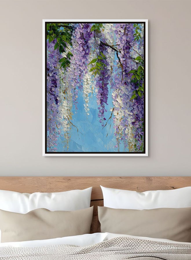 Art Decor Framed Canvas Portrait Print of Purple Wisteria Flowers Modern Abstract Floral Botanical Art Wall Décor for Living Room Bedroom Office - Image 2