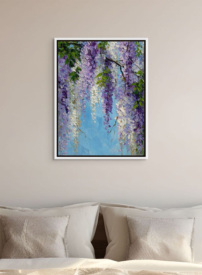 Art Decor Framed Canvas Portrait Print of Purple Wisteria Flowers Modern Abstract Floral Botanical Art Wall Décor for Living Room Bedroom Office - Image 3