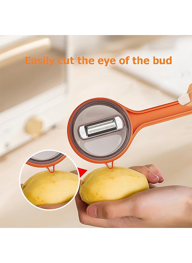 Photon سكين تقشير من قطعتين مع صندوق تخزين، مقشرة جوليان من الفولاذ المقاوم للصدأ على الوجهين، لتقشير الفواكه والخضروات وما إلى ذلك - Image 5