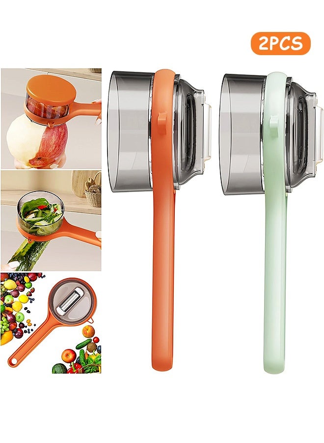 Photon سكين تقشير من قطعتين مع صندوق تخزين، مقشرة جوليان من الفولاذ المقاوم للصدأ على الوجهين، لتقشير الفواكه والخضروات وما إلى ذلك - Image 1