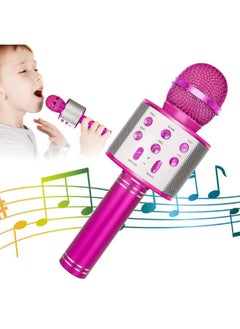 Generic KIDWILL Wireless Bluetooth Karaoke Microphone for Kids, 5-in-1 Portable Handheld Karaoke Mic Speaker Player Recorder with Adjustable Remix FM Radio for Kids Girls Boys Teens Birthday (Hot Pink) 