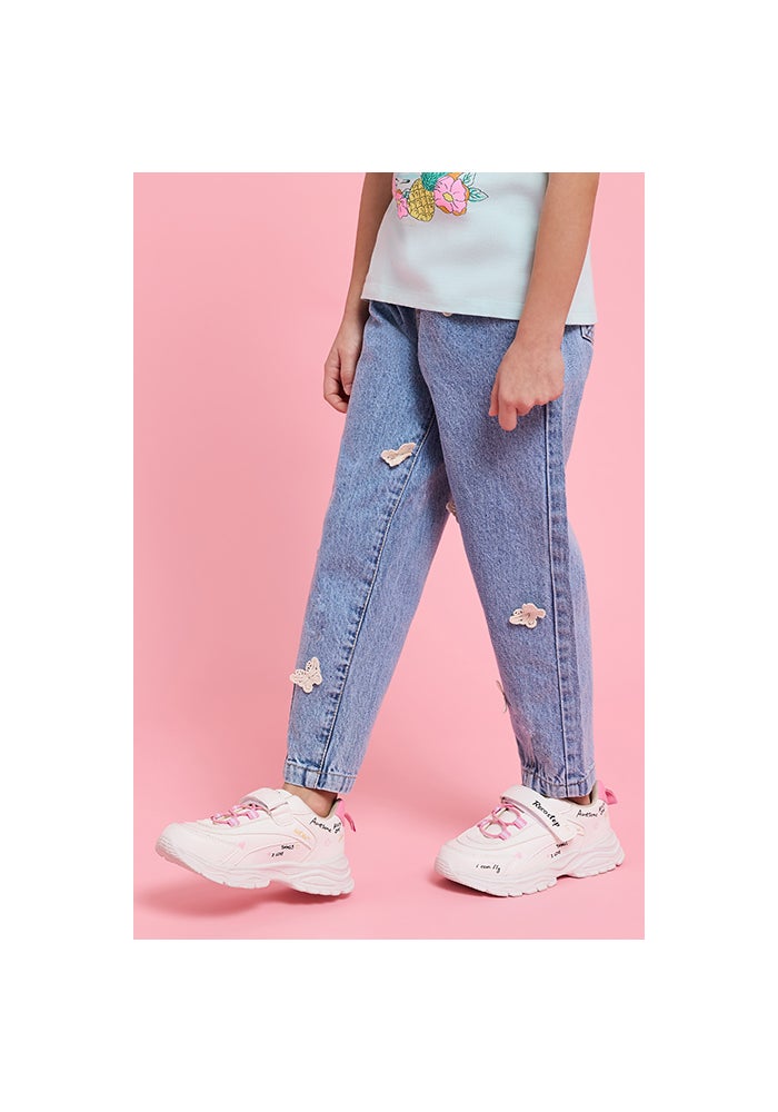 R&B Appliqued Relaxed Fit Jeans with Button Closure - Image 3