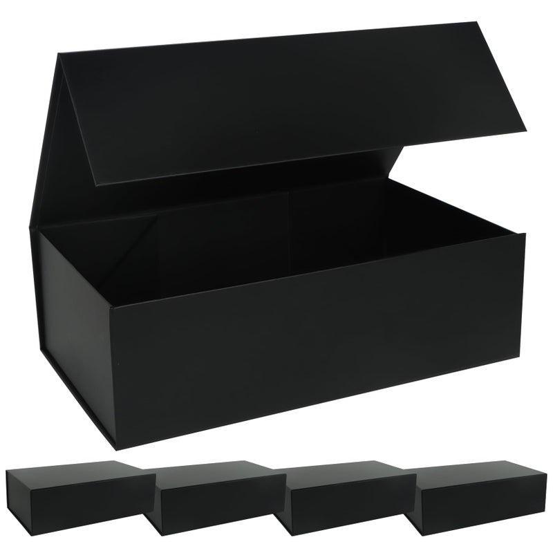 LFBOX Black Gift Box with Magnetic Lids 13.8x8.3x4.4 in, Large Bridesmaid Groomsman Proposal Boxes, Rectangle Storage Box 5 Pack - Image 1