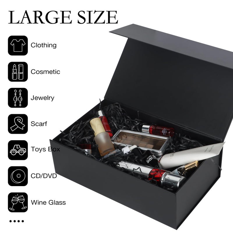 LFBOX Black Gift Box with Magnetic Lids 13.8x8.3x4.4 in, Large Bridesmaid Groomsman Proposal Boxes, Rectangle Storage Box 5 Pack - Image 4