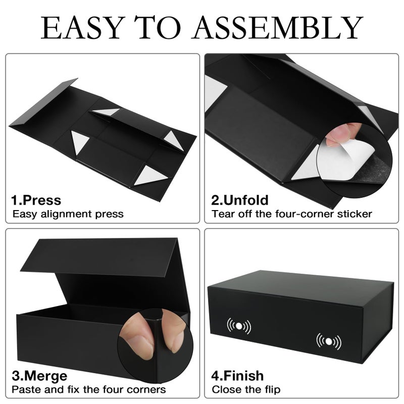 LFBOX Black Gift Box with Magnetic Lids 13.8x8.3x4.4 in, Large Bridesmaid Groomsman Proposal Boxes, Rectangle Storage Box 5 Pack - Image 3