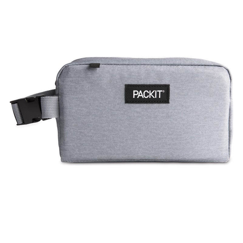 PackIt Freezable Snack Box Gray Fog Built with ECOFREEZE Technology Collapsible Reusable Zip Closure with Buckle Handle Designed For Work Snacks Fresh Snacks On the Go Adults and All Ages