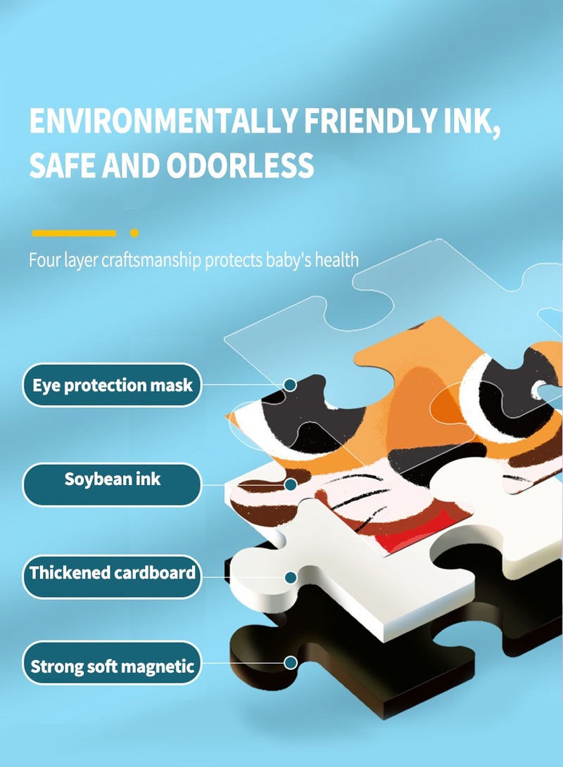 بيروي ألغاز مغناطيسية للأعمار من 3-7 سنوات، ألغاز مغناطيسية بطابع حيوانات، 6 أنماط من ألعاب الألغاز، ألعاب سفر وألعاب ألعاب سفر للأولاد والبنات - Image 5