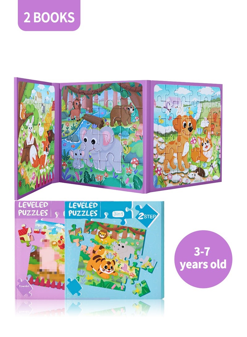 بيروي ألغاز مغناطيسية للأعمار من 3-7 سنوات، ألغاز مغناطيسية بطابع حيوانات، 6 أنماط من ألعاب الألغاز، ألعاب سفر وألعاب ألعاب سفر للأولاد والبنات - Image 1