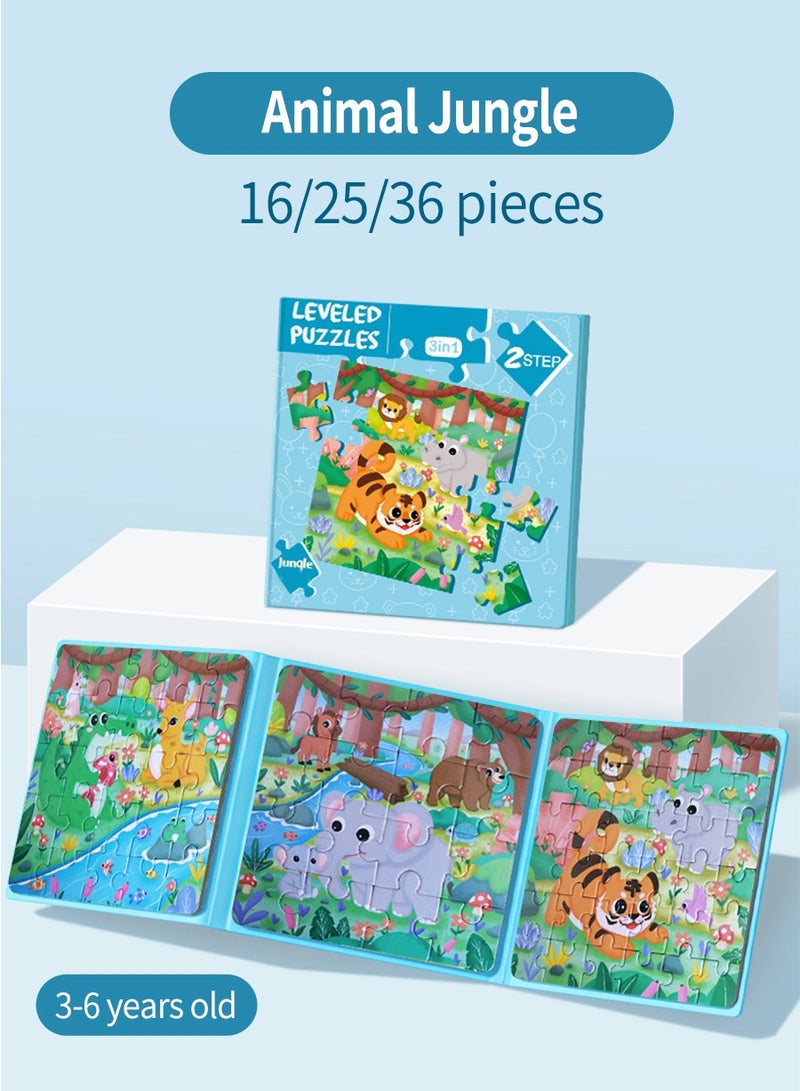 بيروي ألغاز مغناطيسية للأعمار من 3-7 سنوات، ألغاز مغناطيسية بطابع حيوانات، 6 أنماط من ألعاب الألغاز، ألعاب سفر وألعاب ألعاب سفر للأولاد والبنات - Image 3