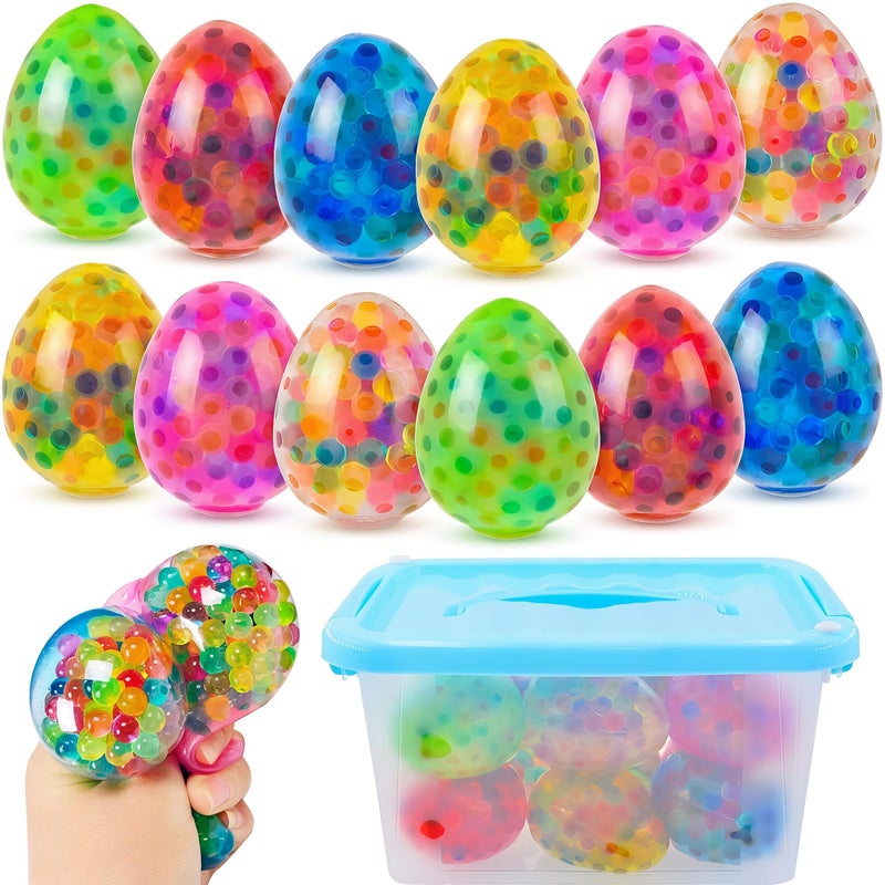 Eavotoy 12 Pack Easter Eggs Stress Balls Fidget Squishy Squeeze Ball for Easter Basket Stuffers Party Favors Gifts - Image 1