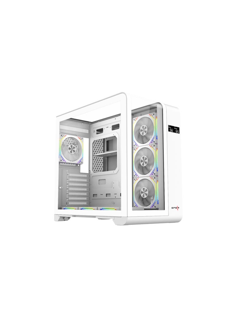 Spear Pc MeerPro ATX Mid Tower PC Case – Tempered Glass Case, 410mm GPU Support, 360mm Water Cooling, 7 Expansion Slots, Supports ATX/M-ATX/ITX, Multiple Fan Positions 7 ARGB FANS Included,PWM FAN HUB - Image 1