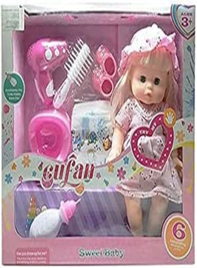 MT Cufan Sweet Baby Doll Set for Girls - 7 Pieces