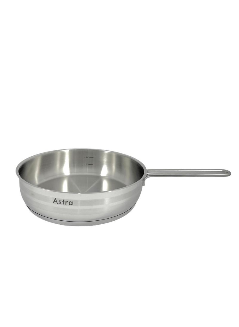 Astra ASTRA PREMIUM Stainless Steel Frypan – 24 cm – 2.5L – Non-Stick Surface with Excellent Heat Distribution for Efficient Cooking 