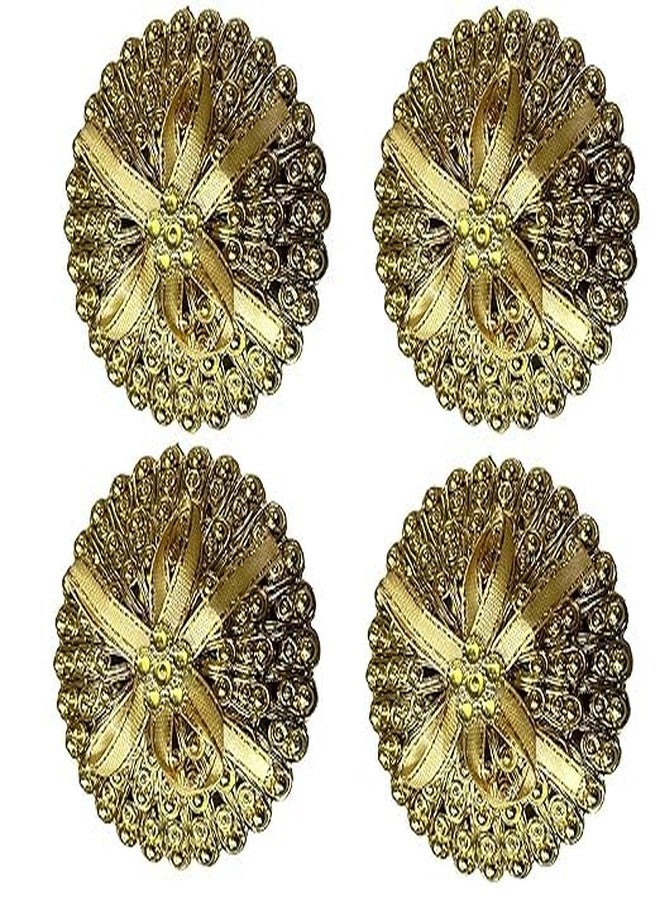 Awadh علبة أكريليك ذهبية مزخرفة من أوده للتخزين الصغير، مثالية لتخزين الهدايا، وعلبة هدايا ديوالي، وعلبة مجوهرات، وعلبة فواكه مجففة، بتصميم دائري (عبوة من قطعتين). - Image 3
