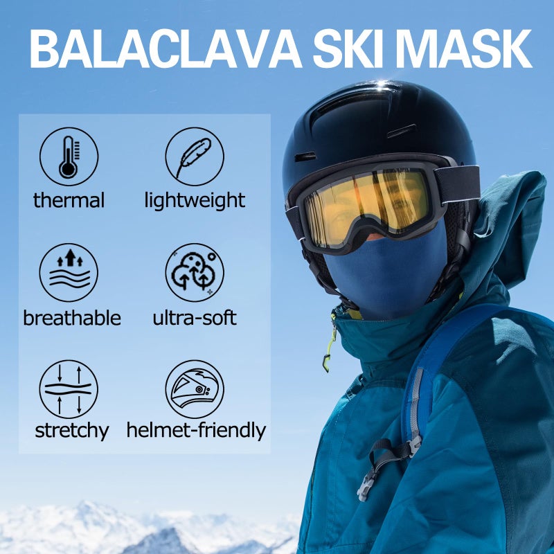 Oliumt Balaclava Ski Mask, Warm, Breathable & Lightweight, Full Coverage Fleece Winter Face Mask for Men & Women (Black,Royal Blue) - Image 2