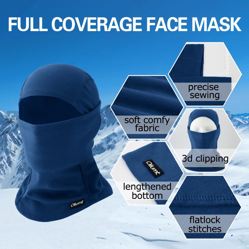 Oliumt Balaclava Ski Mask, Warm, Breathable & Lightweight, Full Coverage Fleece Winter Face Mask for Men & Women (Black,Royal Blue) - Image 3
