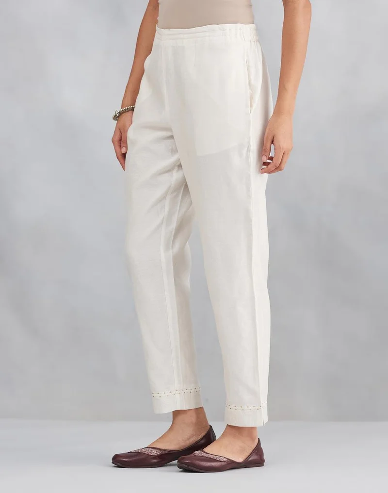 Fabindia Natural Cotton Silk Embroidered Ethnic Pant