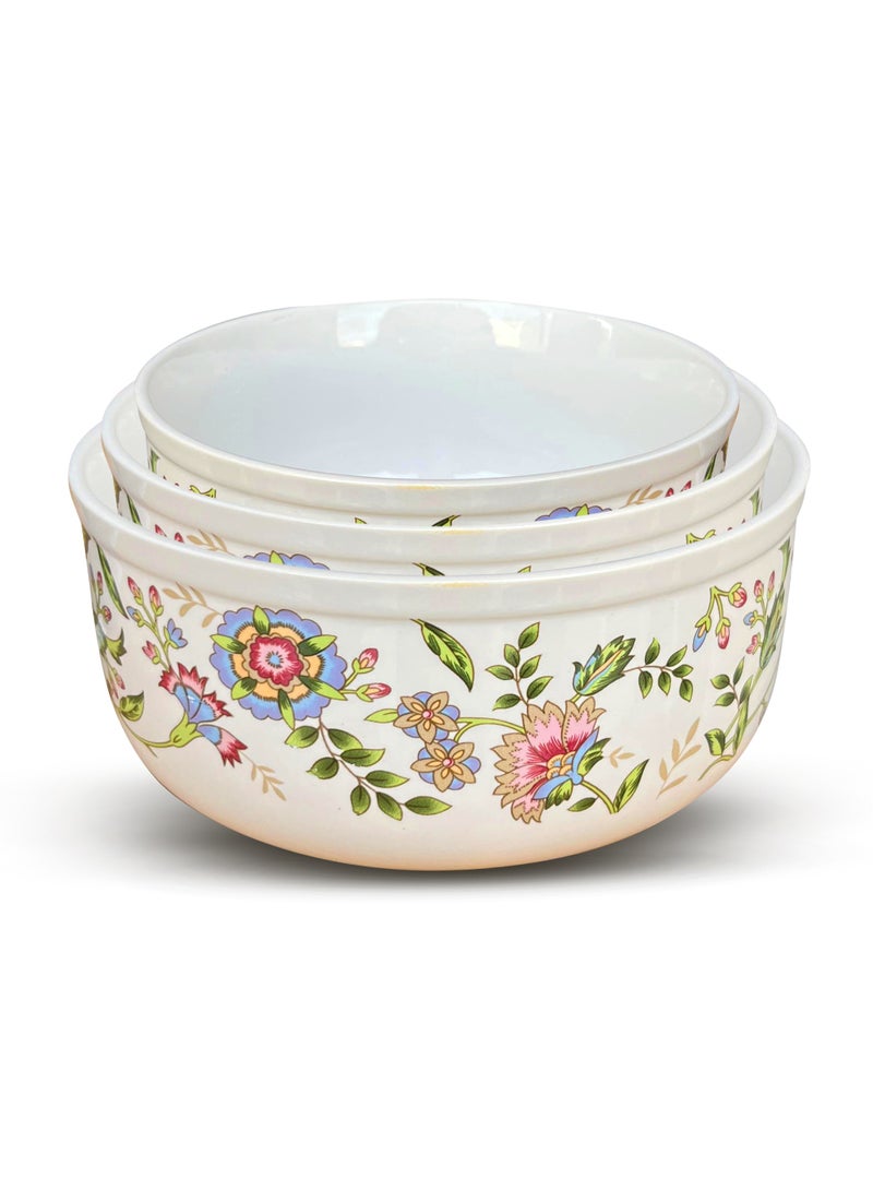 Ceramic 3-Piece Bowl Set with Airtight Lids – Floral Design No. 1 – Prep, Store, and Serve – Ideal for Soups, Salads, Fruits, and More  - Image 4