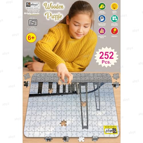 ABYZ Wooden Jigsaw Puzzle – Great Belt Bridge, Denmark Playset for Little Explorers, 252-Pieces Fun Games with Multicolor | Birthday Gift for (6 Plus Years) Age Kids. - Image 4