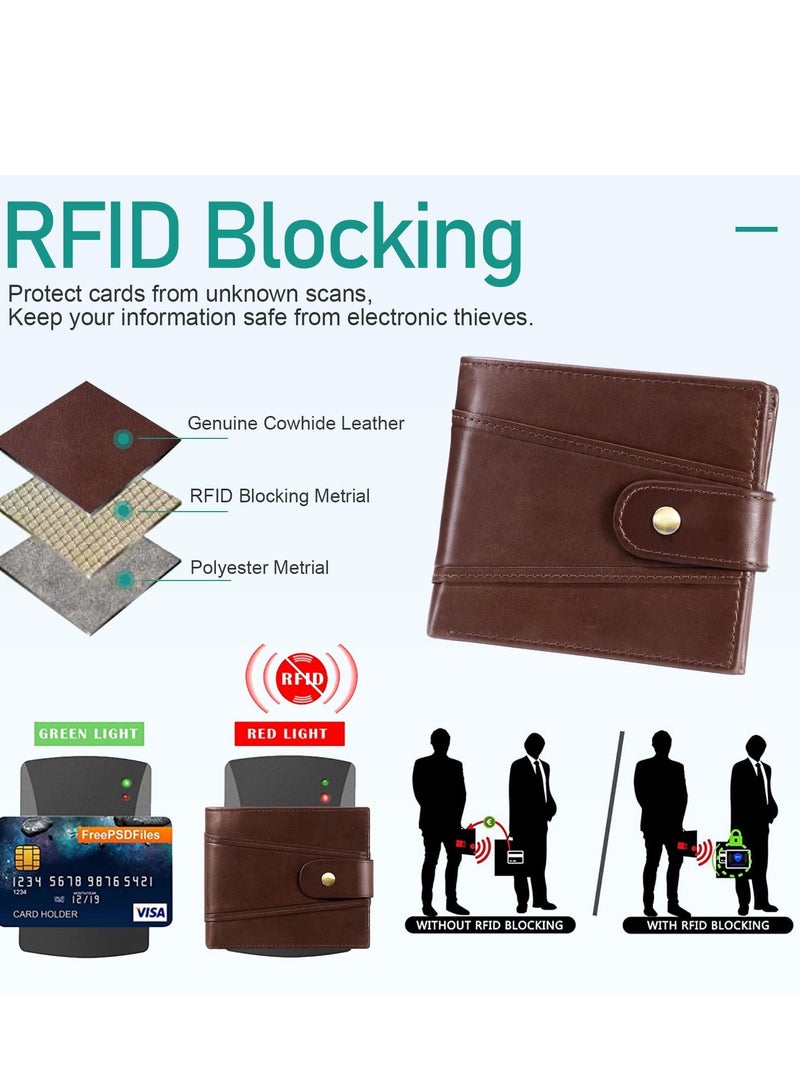 Genuine Leather Wallets for Men, Leather Multi Functional RFID Blocking Wallet with 17 Credit Card Slots, Multi Card Holder Slim Mens Wallet with Zipper Coin Purse - Image 5