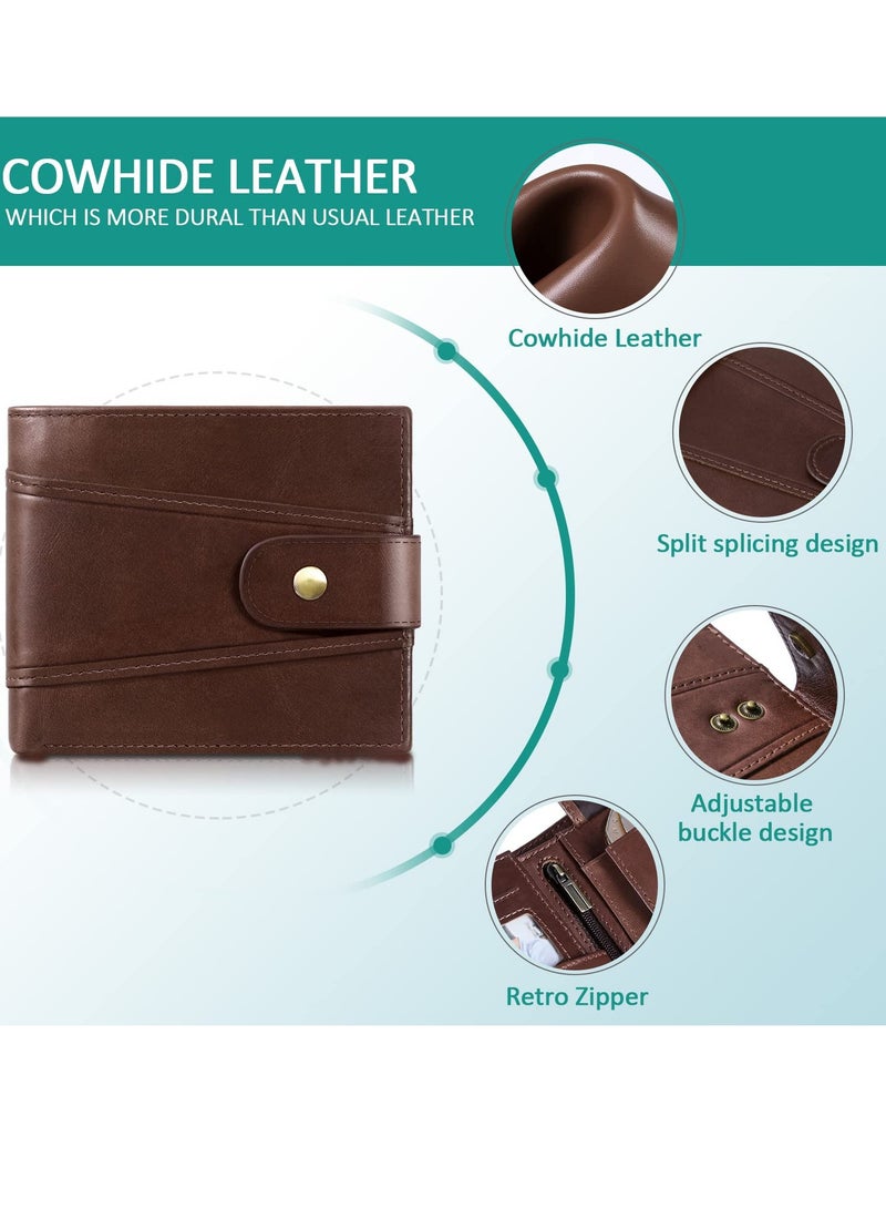 Genuine Leather Wallets for Men, Leather Multi Functional RFID Blocking Wallet with 17 Credit Card Slots, Multi Card Holder Slim Mens Wallet with Zipper Coin Purse - Image 4
