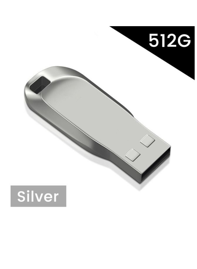 512GB USB 3.0 High speed Flash Metal Pen Drive Waterproof Silver - Image 1