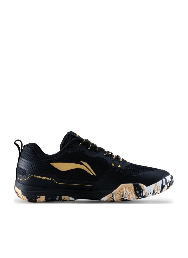 Li-Ning Lining Saga Lite S1 Badminton Shoes Unisex-adult Non Marking Lightweight & Durable (Black/Gold/White EUR-45) 6937461101967 - Image 1