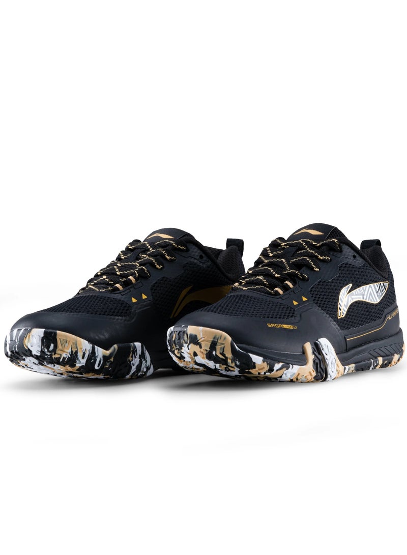 Li-Ning Lining Saga Lite S1 Badminton Shoes Unisex-adult Non Marking Lightweight & Durable (Black/Gold/White EUR-45) 6937461101967 - Image 4