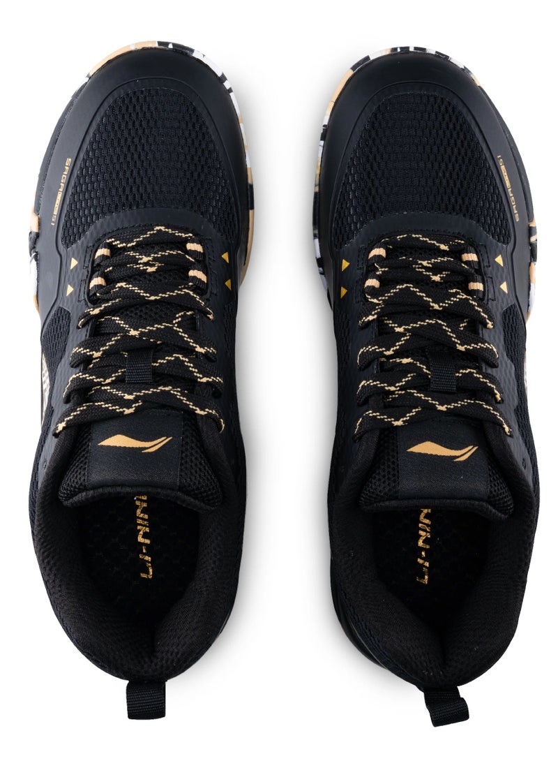 Li-Ning Lining Saga Lite S1 Badminton Shoes Unisex-adult Non Marking Lightweight & Durable (Black/Gold/White EUR-45) 6937461101967 - Image 5