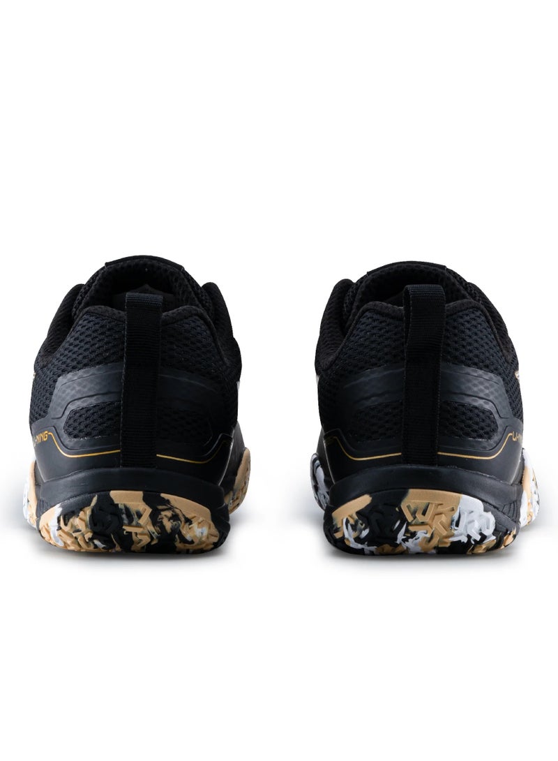 Li-Ning Lining Saga Lite S1 Badminton Shoes Unisex-adult Non Marking Lightweight & Durable (Black/Gold/White EUR-45) 6937461101967 - Image 3