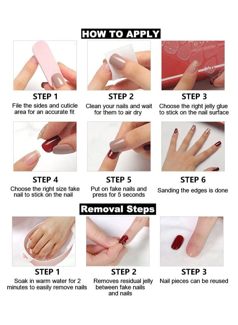 SCHAVO Hand Drawn Camellia Pink Gradient 24Pcs Press On Nails For Girl - Image 4