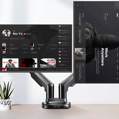 Gadget Wagon 17-27 Inch Gas Strut Dual Two 2 Screen Monitor Bracket TV Mount Desk Table Top Stand F160 - Image 1