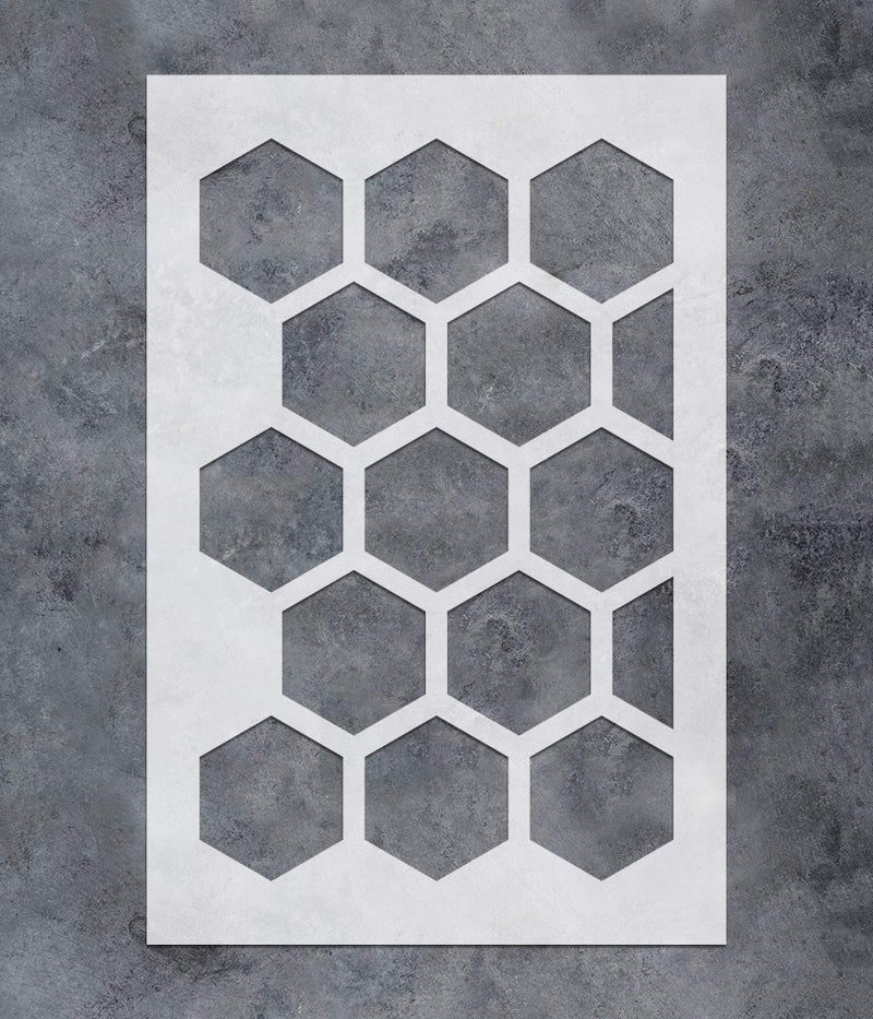 قالب جدار سداسي كبير من GSS Designs 16x24 بوصة قوالب نمط هندسي للرسم على الخشب والأثاث قابل لإعادة الاستخدام قالب هيرينغبون للديكور SL107