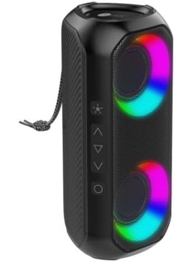 عفرا مكبر صوت بلوتوث، 24 واط، أسود، هيكل بلاستيكي، صوت جهير فائق، إضاءة RGB، مقاوم للماء IPX4، بطارية قابلة لإعادة الشحن 3.7 فولت/2000 مللي أمبير/ساعة، AF-0024BSBK، ضمان لمدة عامين - Image 1