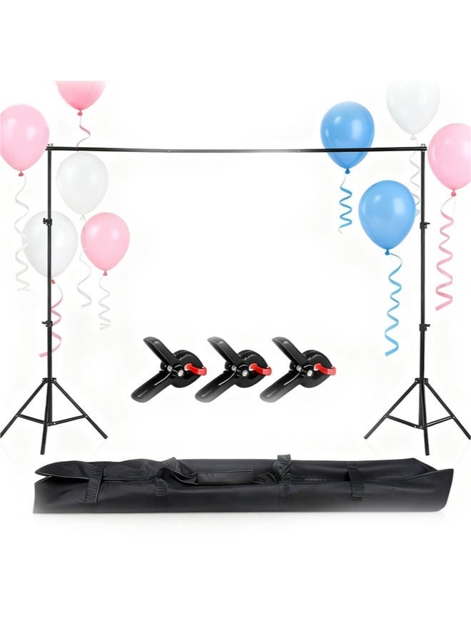 5-Piece Adjustable Studio Photography Backdrop Stand Kit,2 * 2m/6.6 * 6.6ft,Black - Image 1