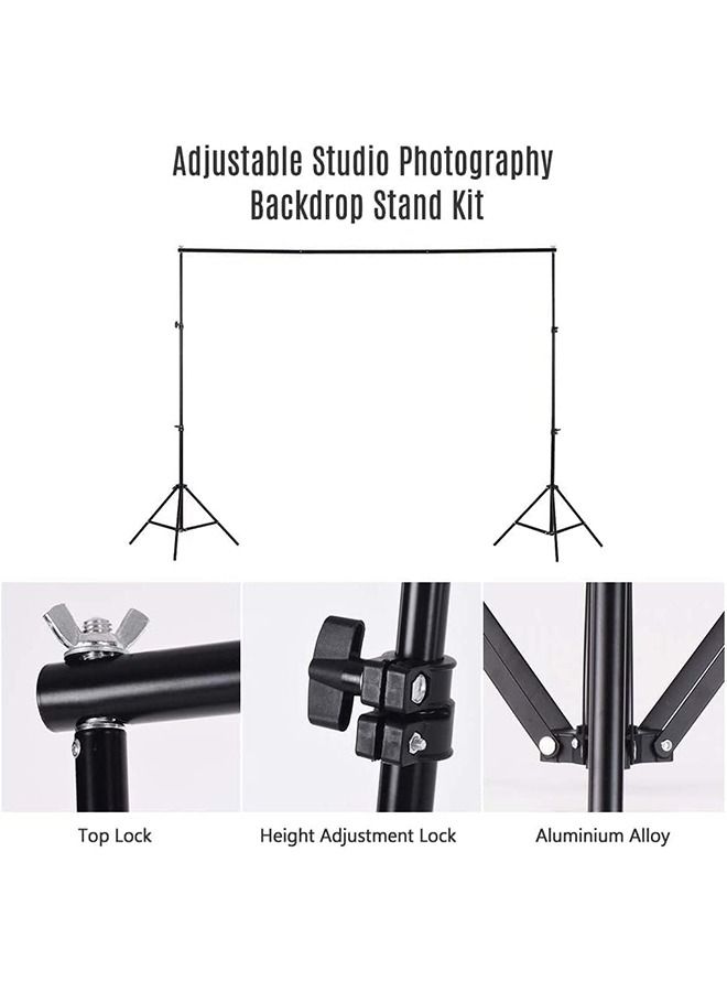 5-Piece Adjustable Studio Photography Backdrop Stand Kit,2 * 2m/6.6 * 6.6ft,Black - Image 5