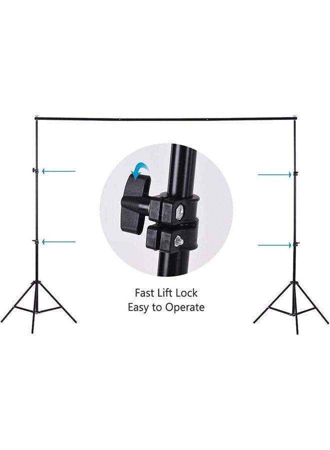 5-Piece Adjustable Studio Photography Backdrop Stand Kit,2 * 2m/6.6 * 6.6ft,Black - Image 2