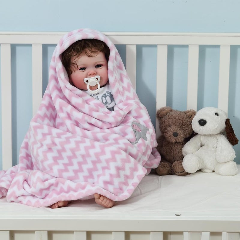 CREVENT 30"X40" Cute Silky Plush Baby Blanket for Girls Infants Toddlers Newborns Crib Cot Stroller, Giftable Suitable for Summer Spring - Pink Elephant - Image 3