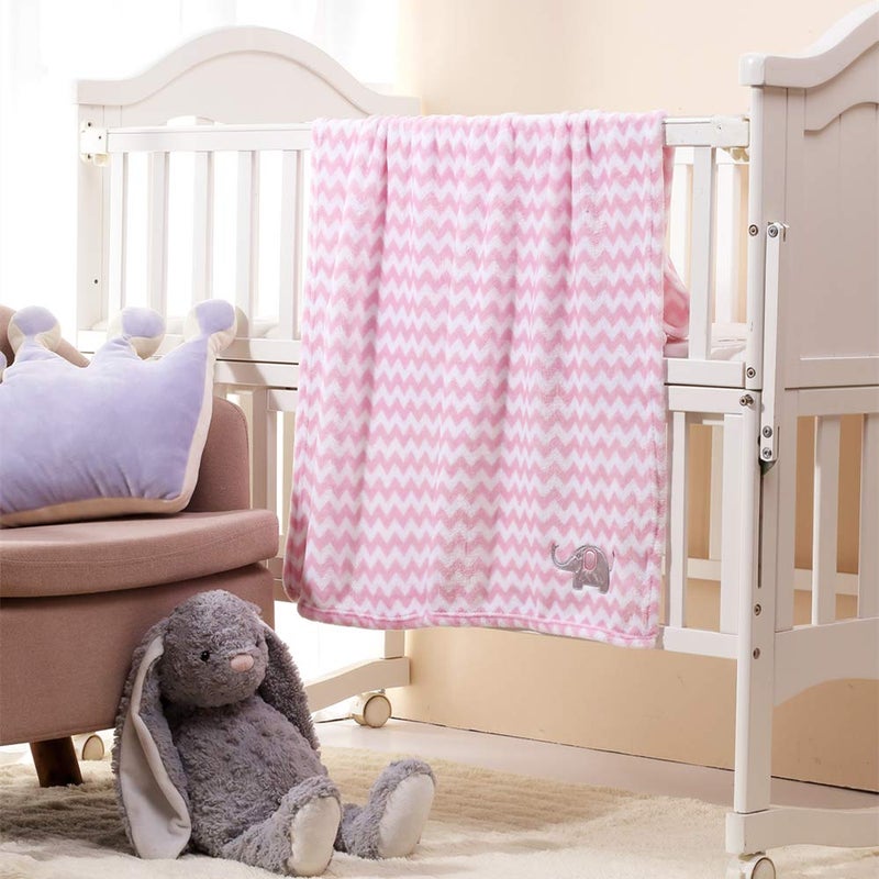 CREVENT 30"X40" Cute Silky Plush Baby Blanket for Girls Infants Toddlers Newborns Crib Cot Stroller, Giftable Suitable for Summer Spring - Pink Elephant - Image 2