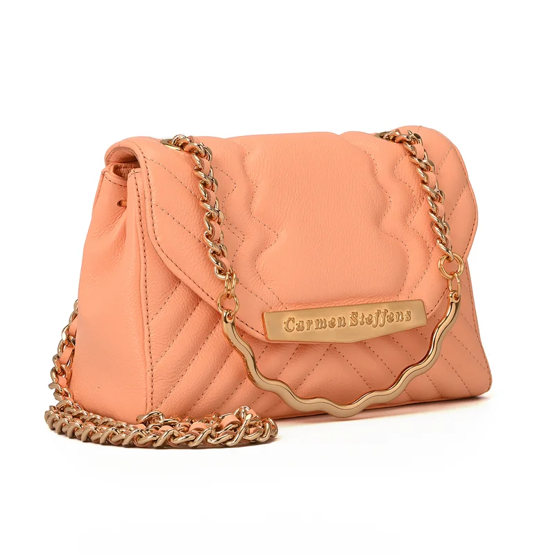 Quilted Bag Chain Peach