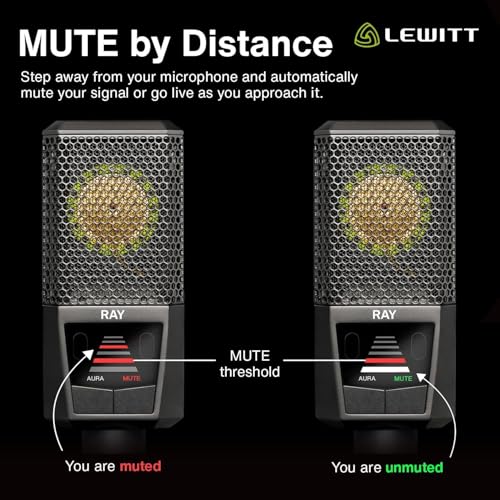 Lewitt RAY Microphone with Autofocus for Your Voice - Mute by Distance and Mute Button - for Podcasts, Streaming, Content and Music in Studio Quality - 1" Studio Condenser Capsule - Image 3