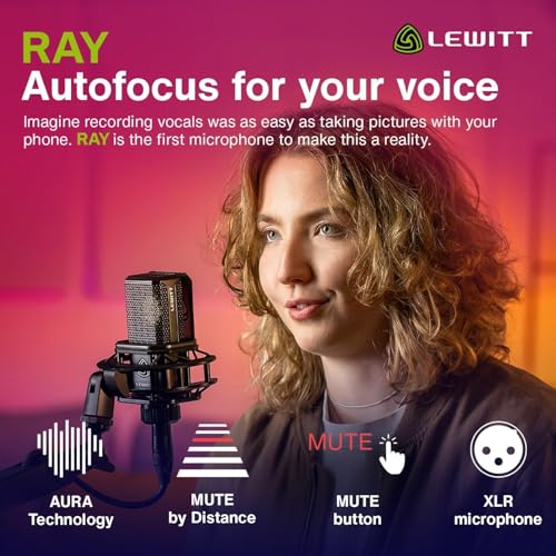Lewitt RAY Microphone with Autofocus for Your Voice - Mute by Distance and Mute Button - for Podcasts, Streaming, Content and Music in Studio Quality - 1" Studio Condenser Capsule - Image 5