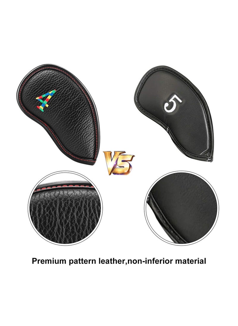 SYOSI Golf Iron Head Covers 11pcs Thicken Pu Leather Soft Lightweight Rainbow Cross Number Embroidery Edging Closely Protector Waterproof Durable Fit Most Brands （4-9 Pw Aw Sw Lw X）  - Image 4