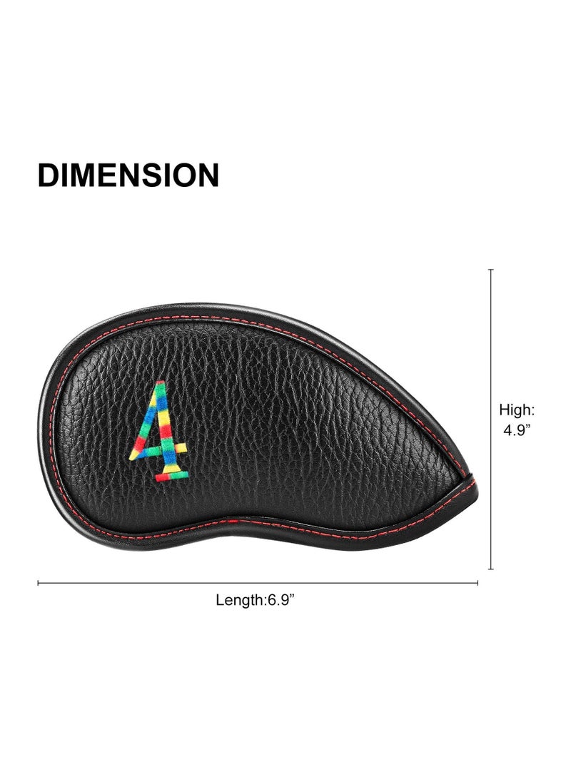 SYOSI Golf Iron Head Covers 11pcs Thicken Pu Leather Soft Lightweight Rainbow Cross Number Embroidery Edging Closely Protector Waterproof Durable Fit Most Brands （4-9 Pw Aw Sw Lw X）  - Image 2