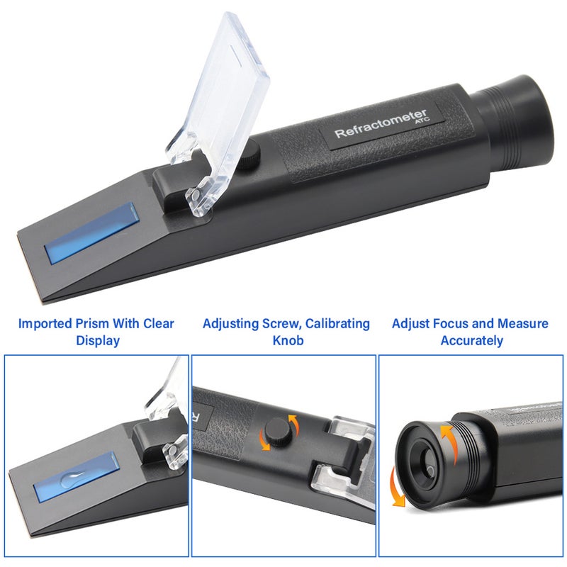 Antifreeze Refractometer: Portable Size Premium Materials - Quality Imported Prism With Cover, Digital Display 5 Waterlines, Calibration Knob Adjustable Focal For Battery Liquids Ethylene Glycol Testi - Image 5