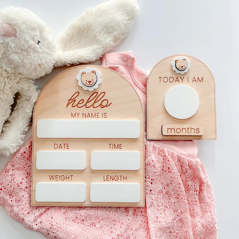 Cliths Wooden Dry Erase Baby Birth Detail Chart and Milestone Cards for New Born with Interchangeable Acrylic Monthly Numbers, Props for Baby Shoot - Image 4