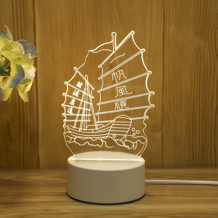Gift Table Lamp Event Gift Battery Night Light Touch Remote Control Colorful Acrylic 3D Small Led Light - Image 1