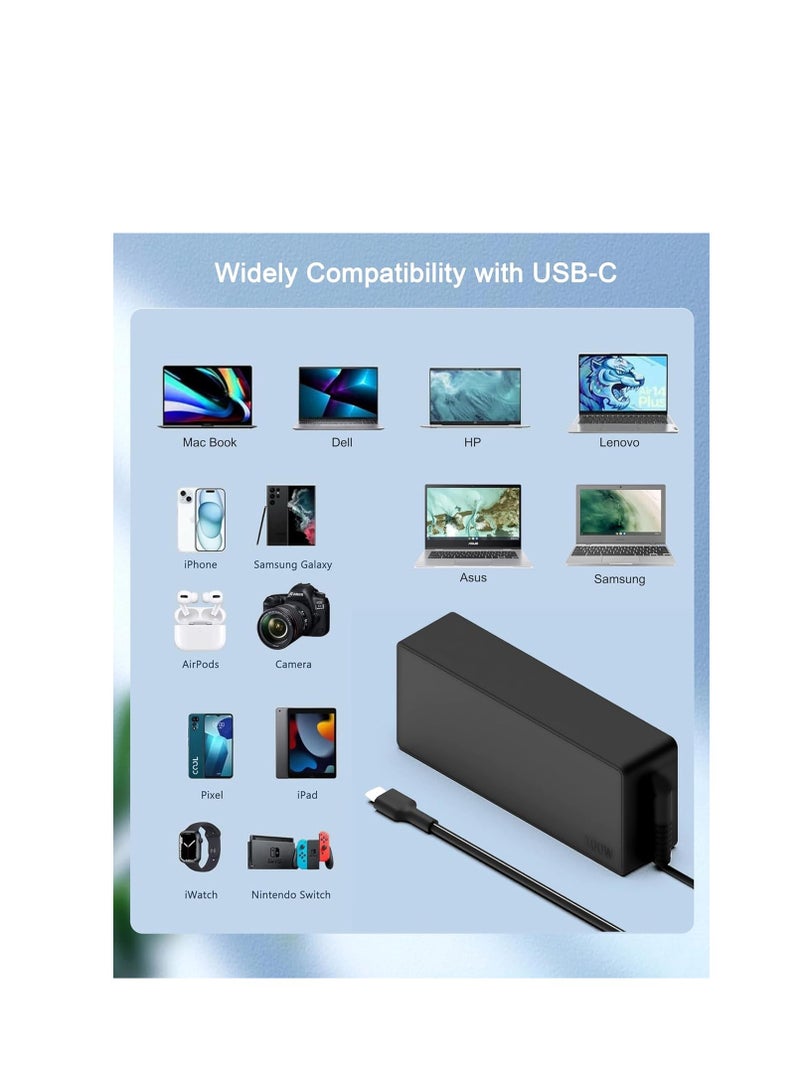 Terabyte 100W USB-C Laptop Charger 2025 Upgrade for Lenovo Thinkpad HP ASUS ROG Dell MacBook Pro/Air MSI Acer Samsung Chromebook and More Type-C 65W 45W Power Adapter - Image 3